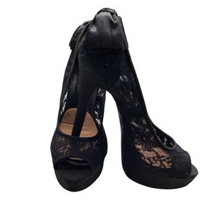 Chinese Laundry Black Lace Peep-Toe Heels WORN ONCE Size 6.5
